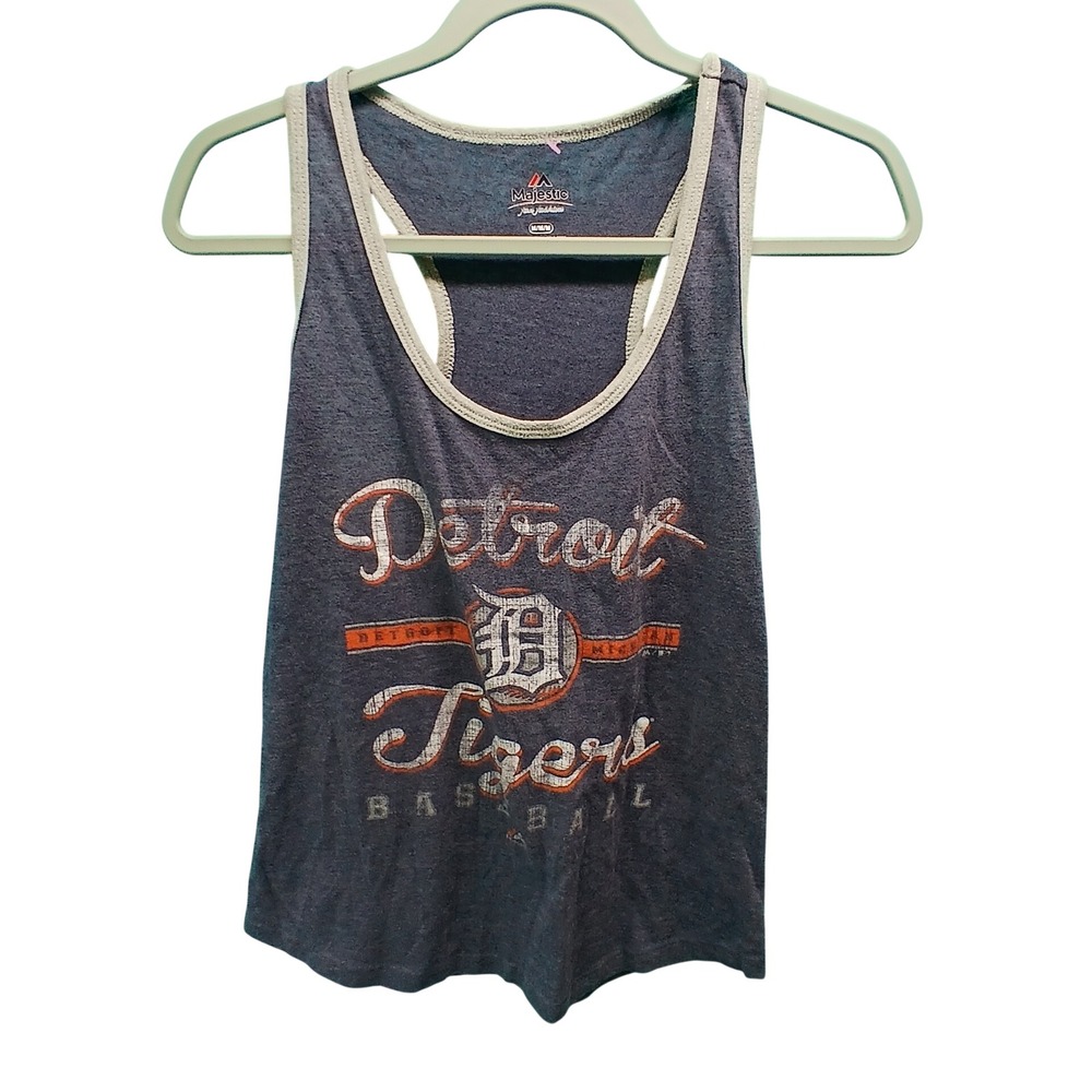 Majestic Detroit Tigers Tank Top Medium Navy Blue MLBβ Baseball Sporty Racerback